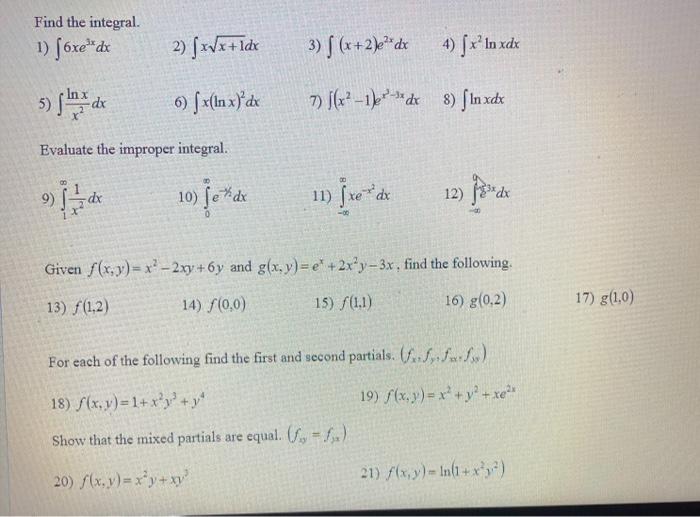 Find The Integral 1 F6xe Ax 2 Xvx Idx 3 S X Chegg Com