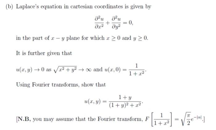 Solved (b) Laplace's Equation In Cartesian Coordinates Is | Chegg.com