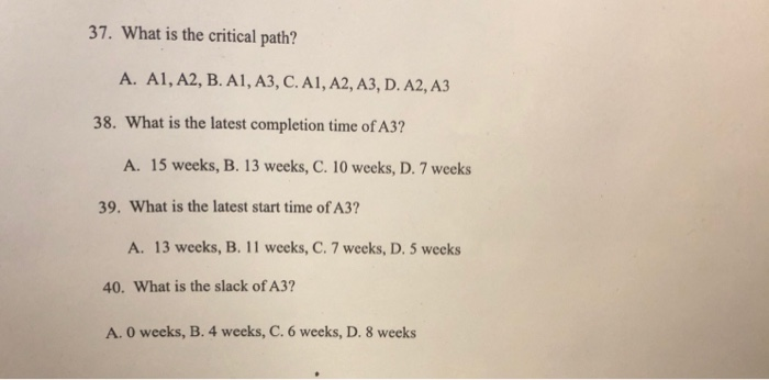 Solved Problems 37 to 40 refer to the following: Given the | Chegg.com