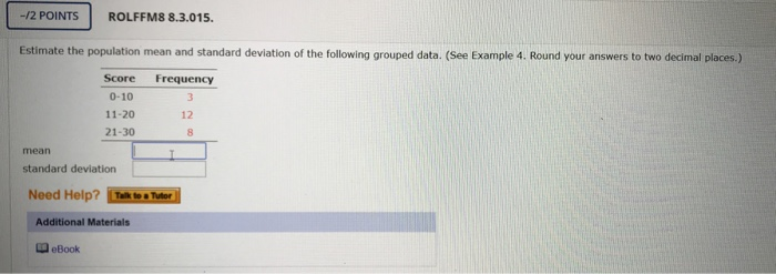 Solved -/2 POINTS ROLFFM8 8.3.015. Estimate the population | Chegg.com