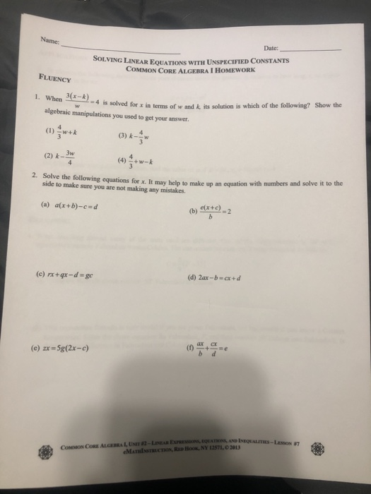 linear modeling common core algebra 2 homework answers