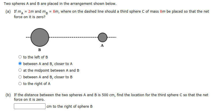 Solved Two Spheres A And B Are Placed In The Arrangement | Chegg.com