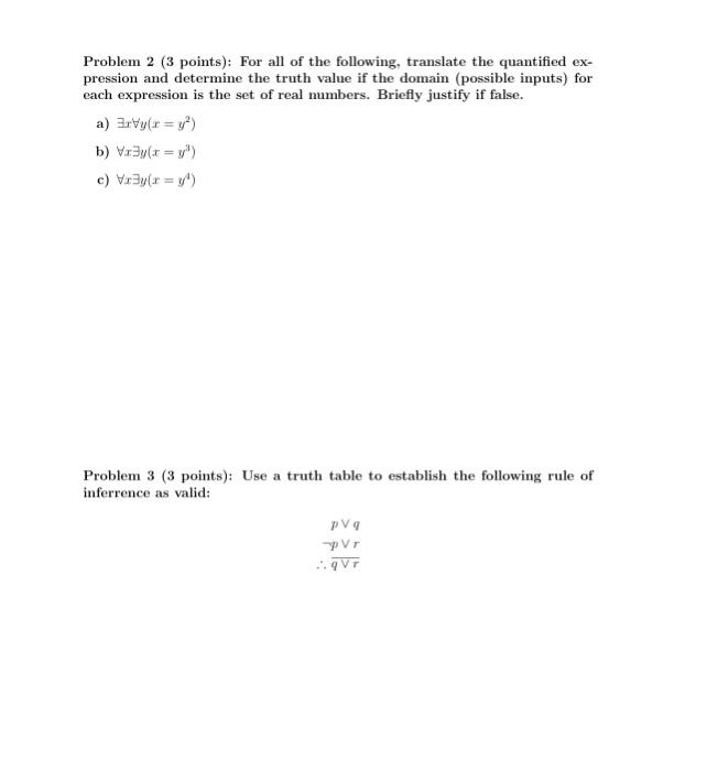 Solved Problem 2 ( 3 Points): For All Of The Following, | Chegg.com