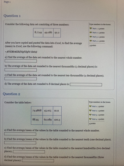 Solved Page 1 Question 1 Consider the following data set | Chegg.com