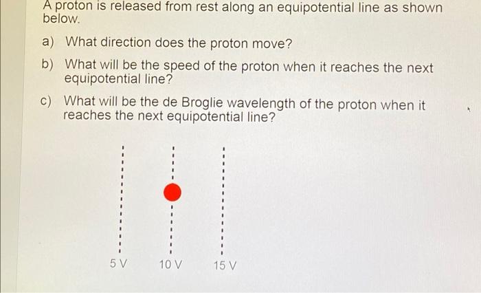 Solved A proton is released from rest along an equipotential | Chegg.com