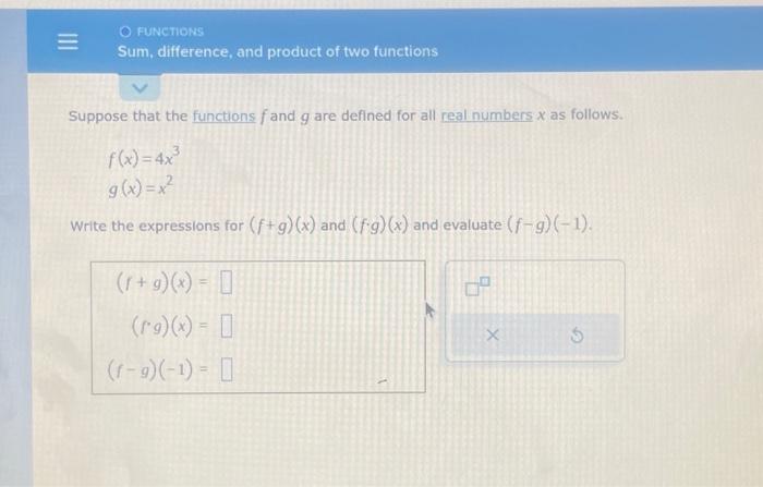  Solved O FUNCTIONS Sum Difference And Product Of Two Fu