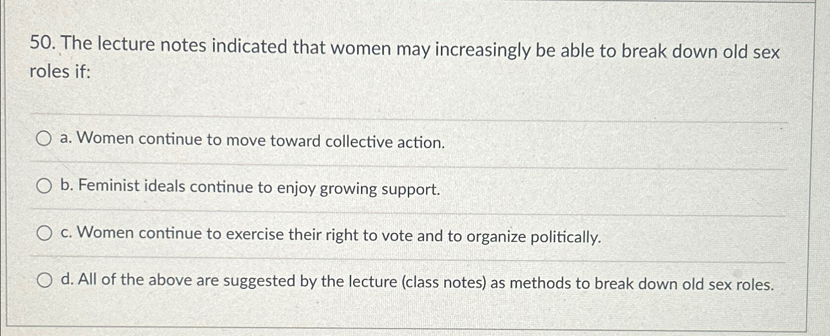 Solved The lecture notes indicated that women may | Chegg.com