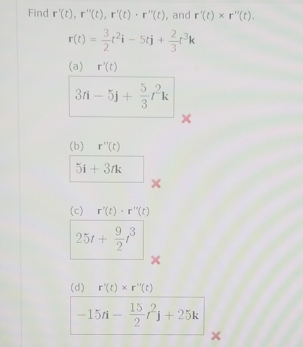 Solved t),r′′(t),r′(t)⋅r′′(t), and | Chegg.com