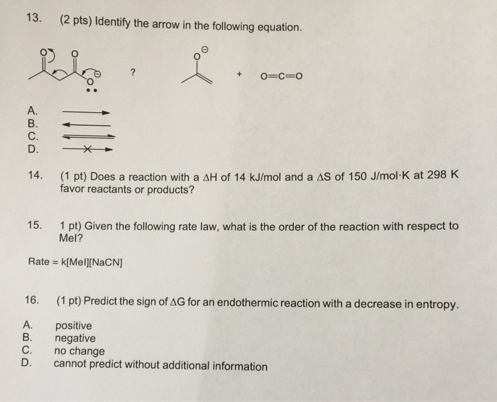 Solved 13. (2 pts) Identify the arrow in the following | Chegg.com