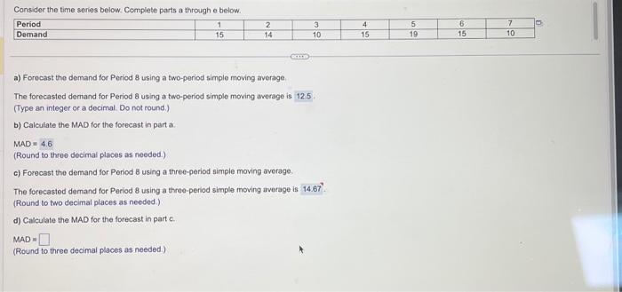 Solved Consider the time series below. Complete parts a | Chegg.com