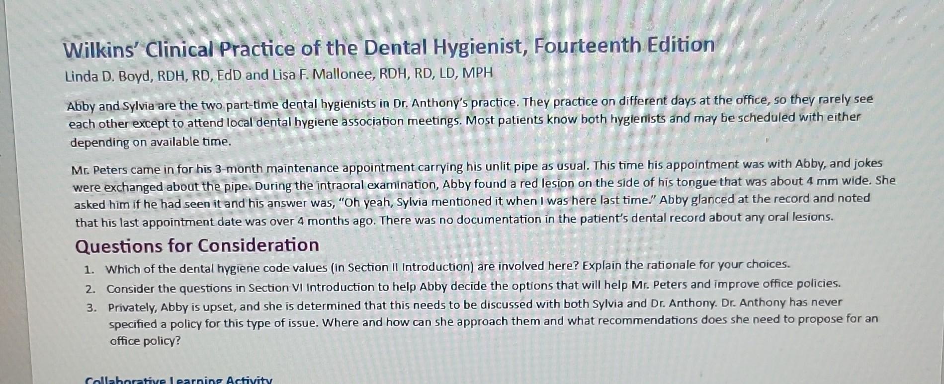 Solved Wilkins' Clinical Practice of the Dental Hygienist,