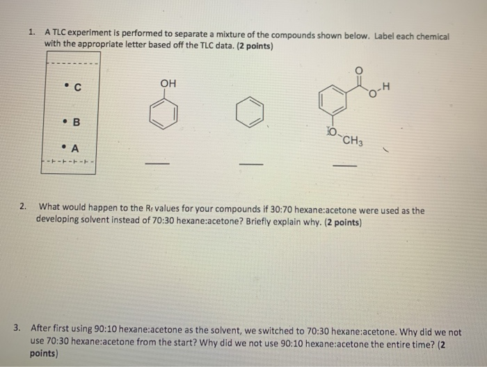 Solved 1. A TLC experiment is performed to separate a | Chegg.com