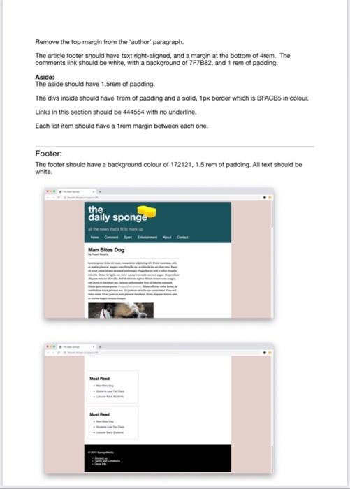 CSS Worksheet 02 Use the same HTML from HTML | Chegg.com