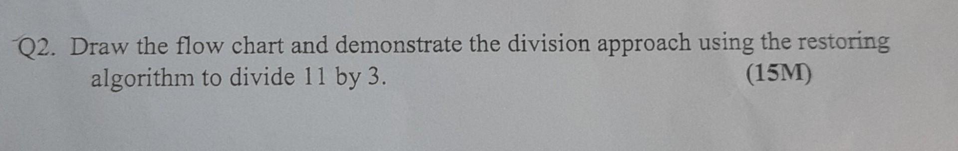 Solved Q2. Draw the flow chart and demonstrate the division | Chegg.com