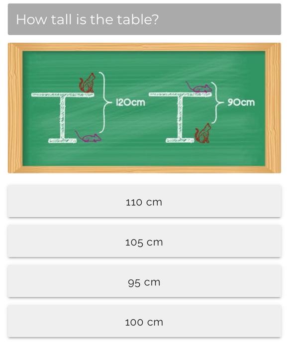 Solved How tall is the table? 120cm 90cm I 110 cm 105 cm 95 | Chegg.com