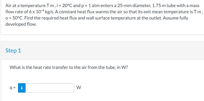 Solved Air at a temperature Tm, i = 20°C and p = 1 atm | Chegg.com