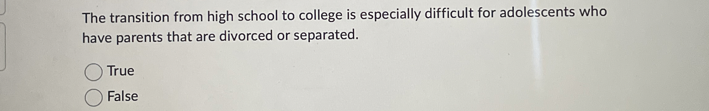 Solved The transition from high school to college is | Chegg.com
