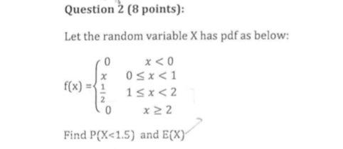Solved Let the random variable X has pdf as below: | Chegg.com
