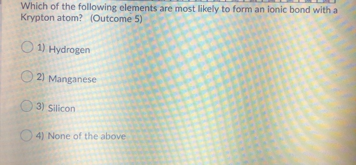 Which Of The Following Elements Are Most Likely To Chegg Com