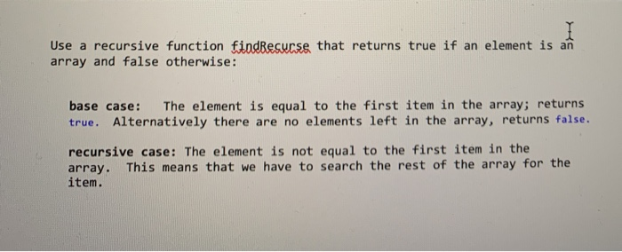 Solved Use a recursive function findRecurse that returns | Chegg.com