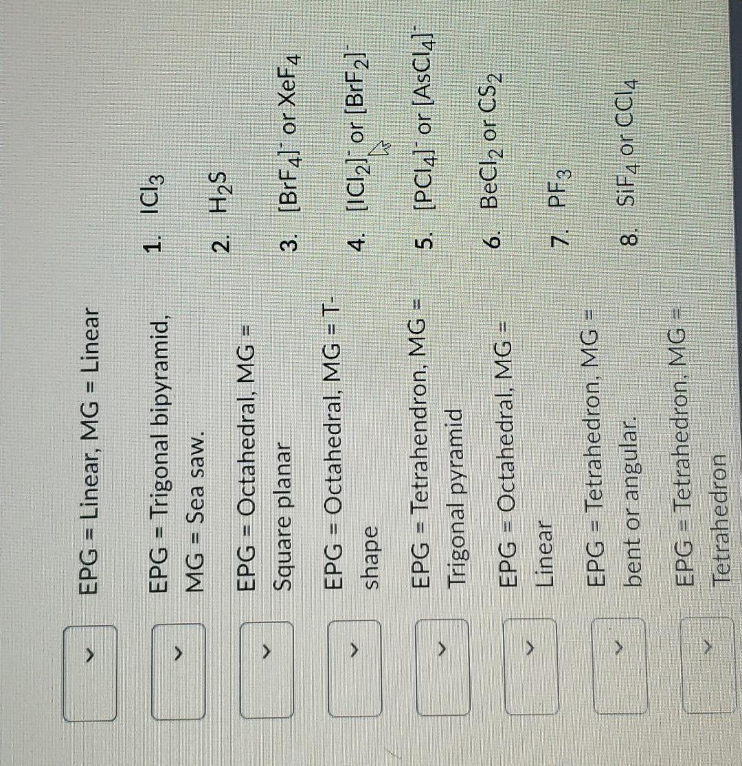 EPG= Linear, MG= Linear EPG= Trigonal bipyramid, 1. | Chegg.com