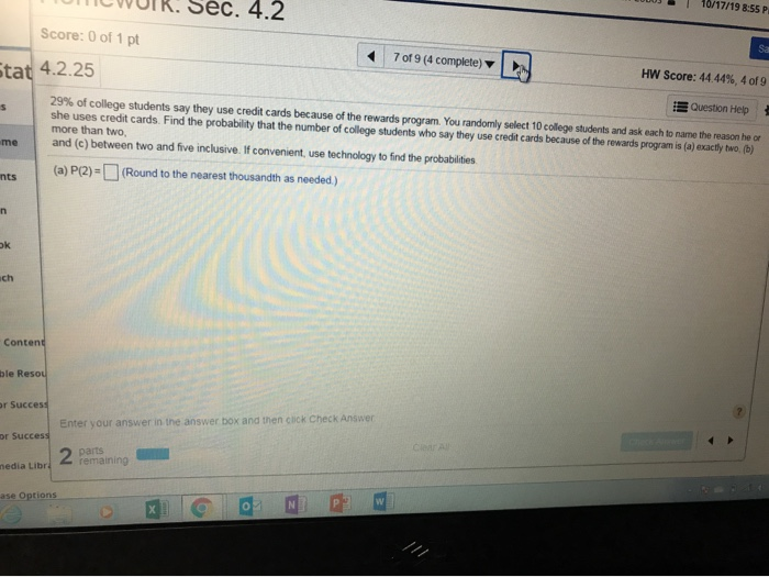 Solved Score: 0 of 1 pt S 5 of 9 (4 complete) 4.2.19 HW | Chegg.com