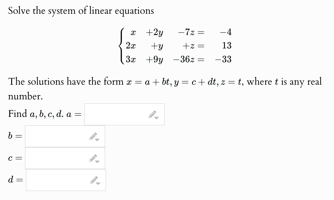 Solved Solve the system of linear equations | Chegg.com