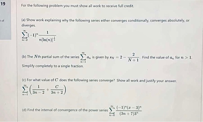 Solved 19 For the following problem you must show all work | Chegg.com