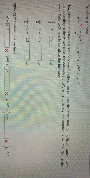 Solved Therefore We Have 9x2 7x 3 Y X 9x3 2 7x1 2