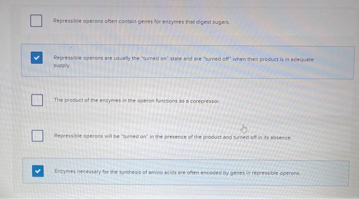 Solved Select the statements that are true of repressible | Chegg.com