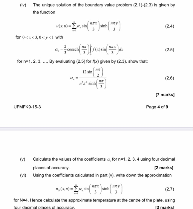 Solved (iv) The unique solution of the boundary value | Chegg.com