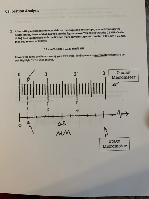 Solved Calibration Analysis 1. After setting a stage