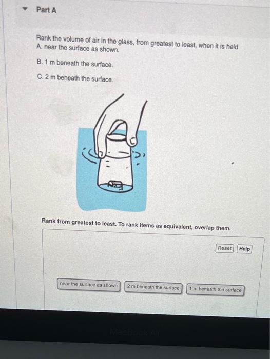 Solved Part A Rank The Volume Of Air In The Glass, From | Chegg.com