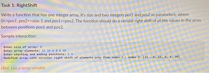 Solved Write a function that has one integer array, it's | Chegg.com