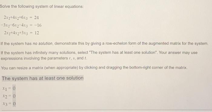 Solved Solve the following system of linear equations: | Chegg.com