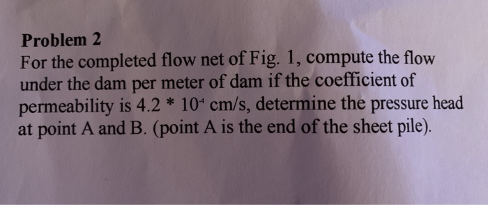 Solved Problem 2 For the completed flow net of Fig. 1, | Chegg.com