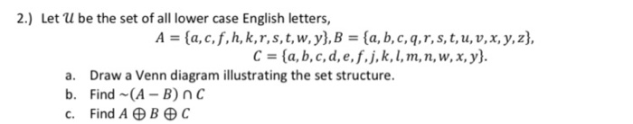 Solved 2 Let U Be The Set Of All Lower Case English Let Chegg Com