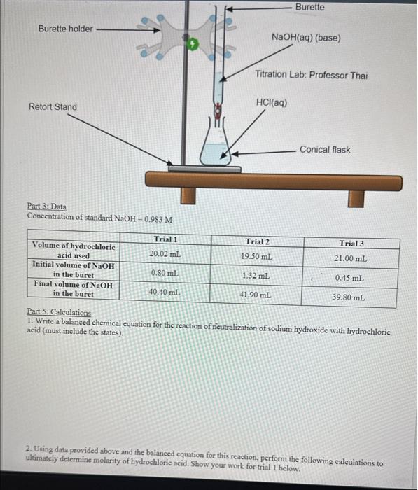Solved Lab 9 Titration to Determine Concentration of Acid