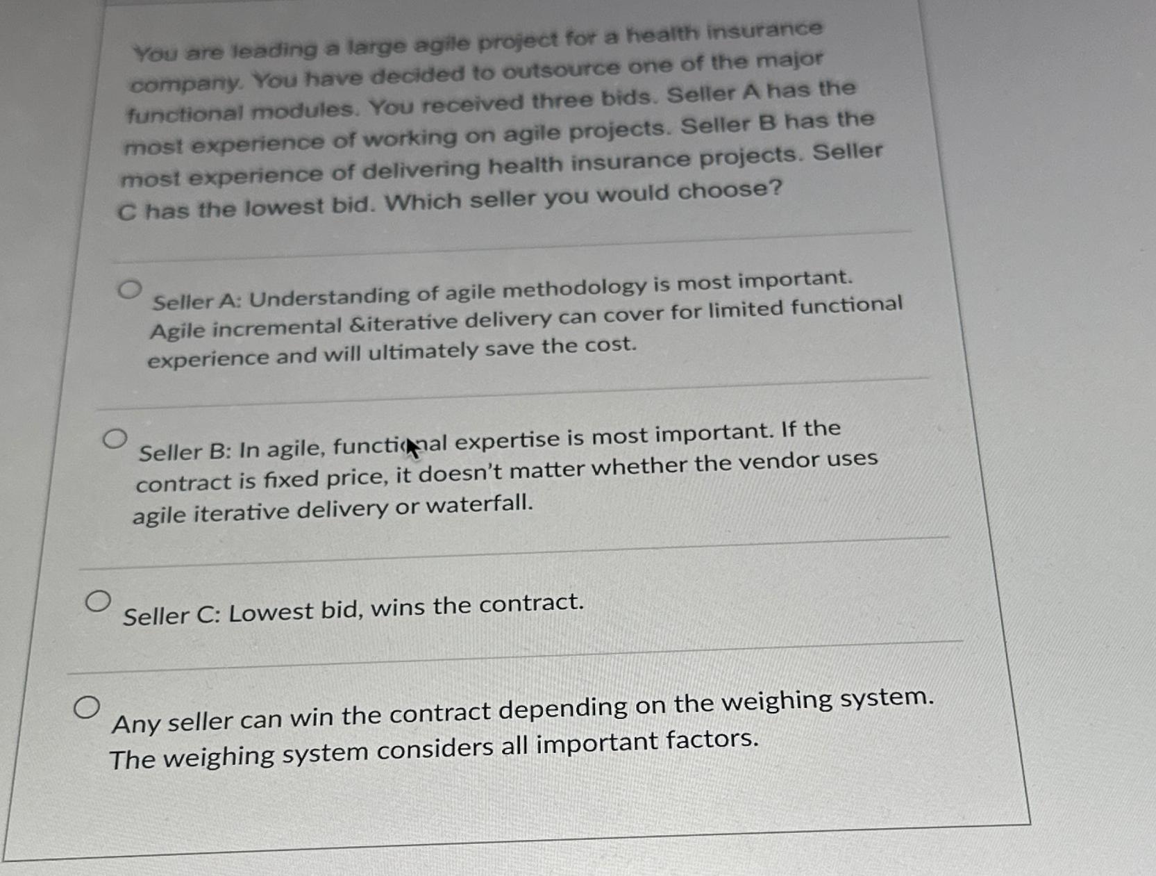 Solved You are leading a large agile project for a health | Chegg.com