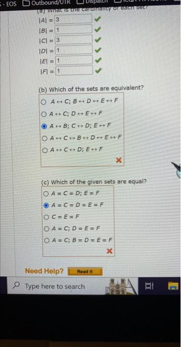 Solved (b) Which Of The Sets Are Equivalent? | Chegg.com