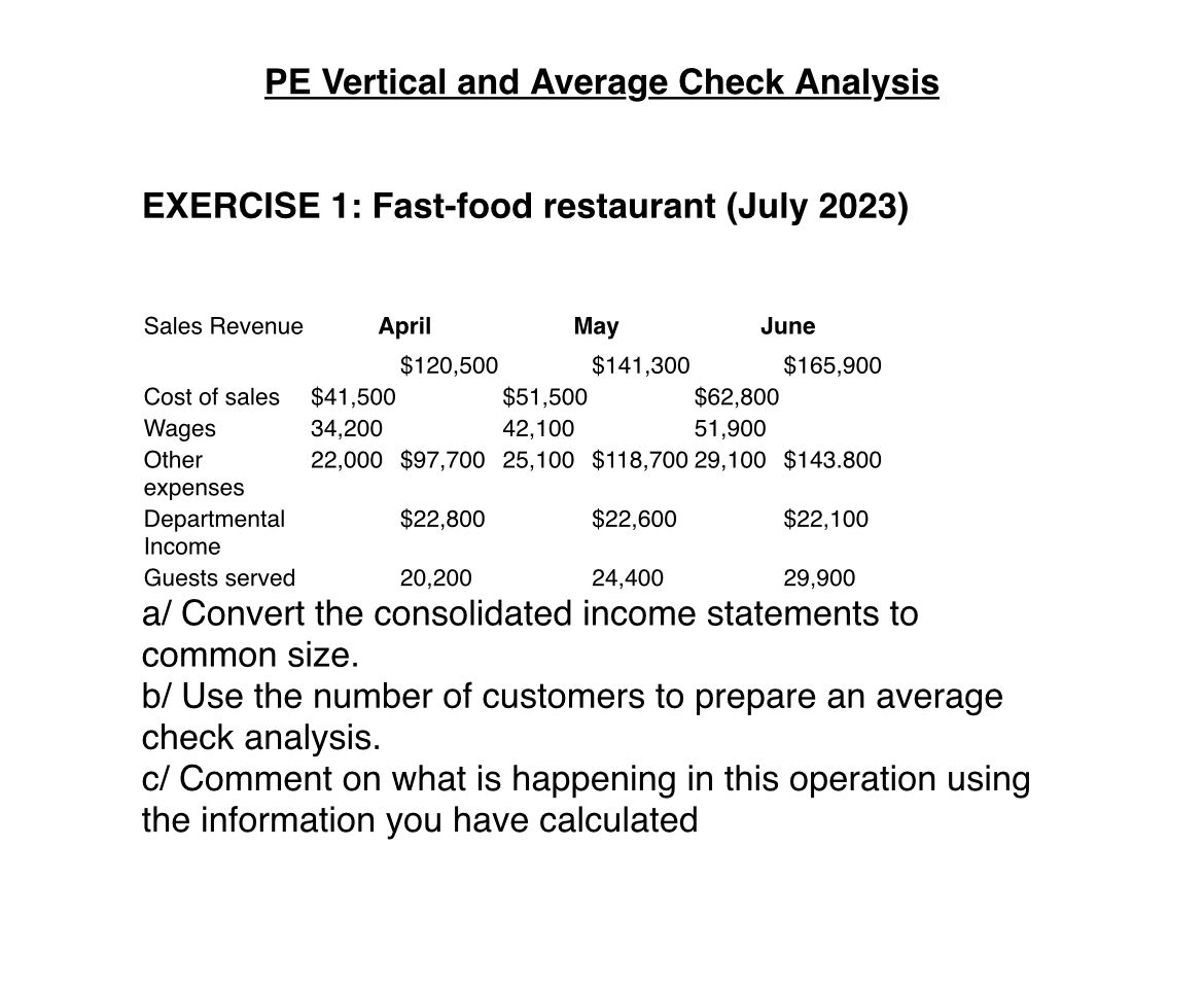 Solved PE Vertical and Average Check AnalysisEXERCISE 1: | Chegg.com