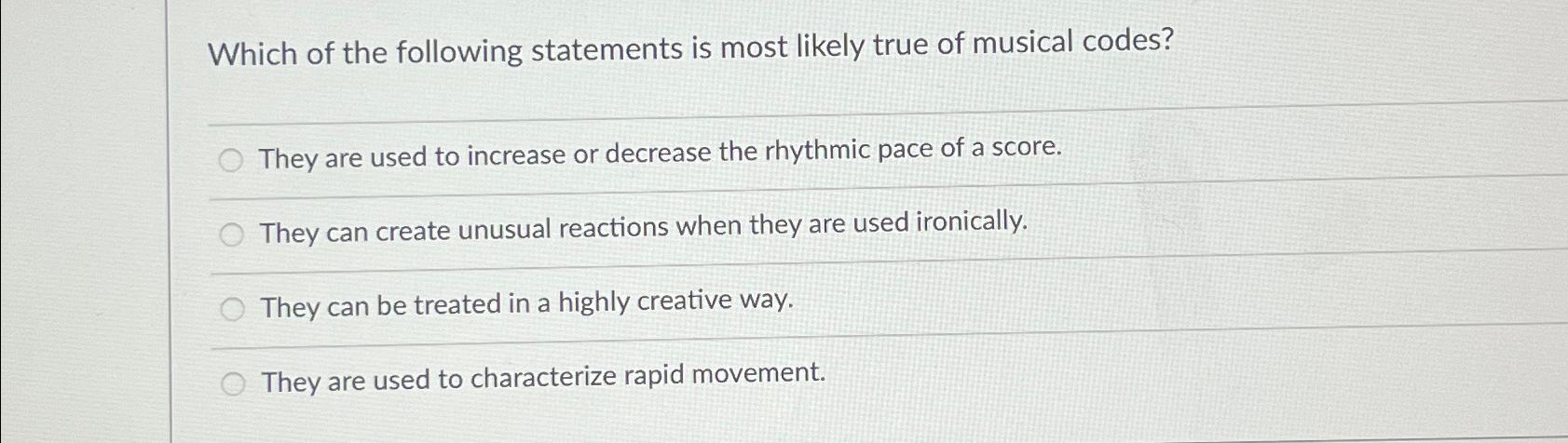 Solved Which of the following statements is most likely true | Chegg.com