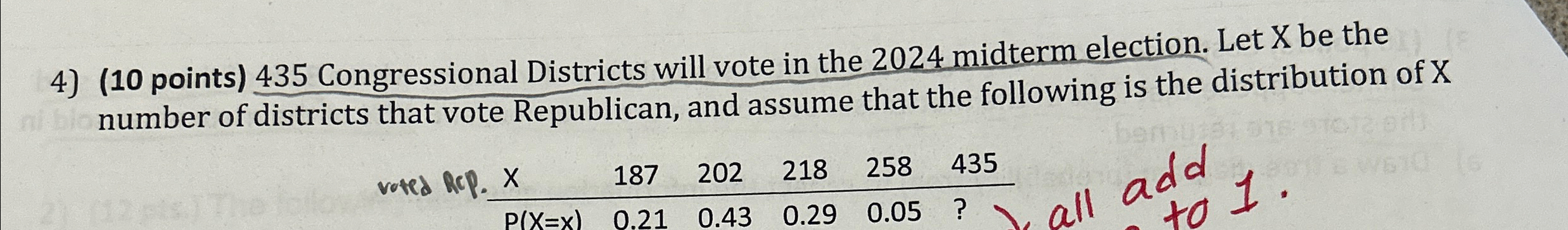 Solved (10 ﻿points) 435 ﻿Congressional Districts will vote | Chegg.com