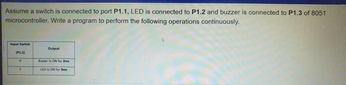 Solved Assume a switch is connected to port P1.1, LED is | Chegg.com
