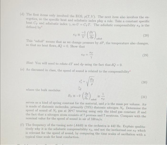 Solved Problem 5. Parametrizing the EOS The pressure as a | Chegg.com