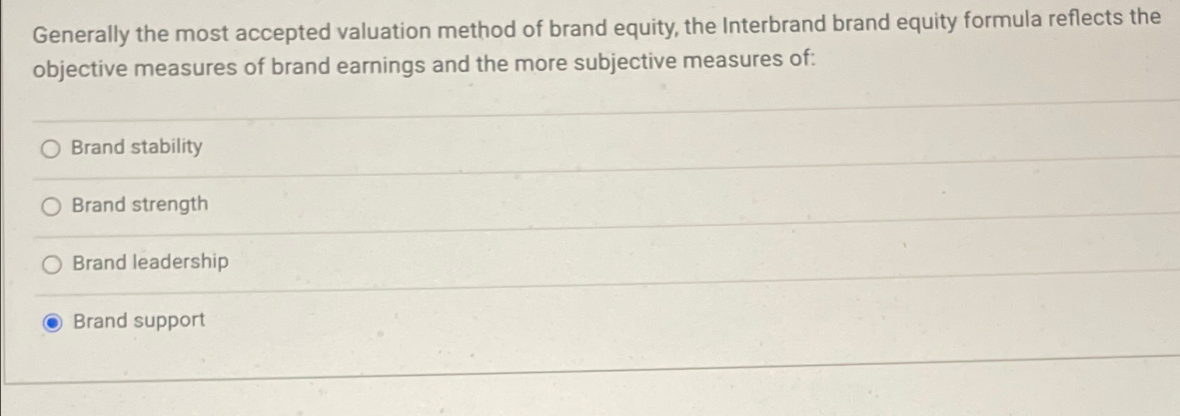 Solved Generally the most accepted valuation method of brand | Chegg.com