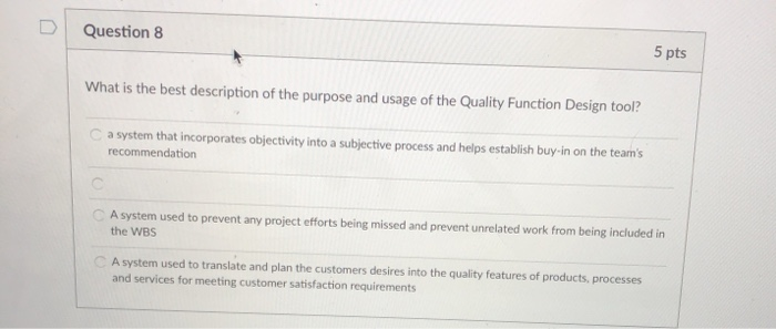 Solved Question 8 5 pts What is the best description of the | Chegg.com