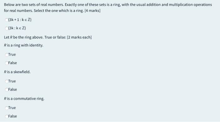 Solved Below Are Two Sets Of Real Numbers. Exactly One Of | Chegg.com