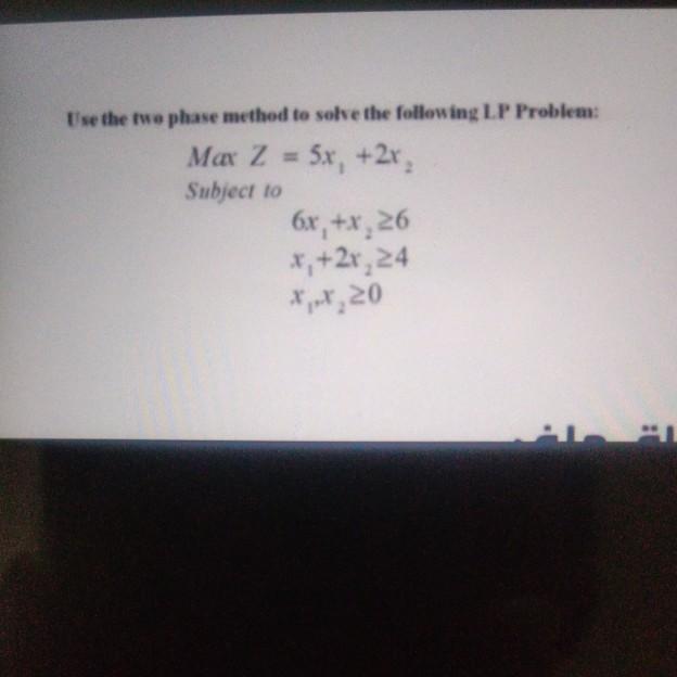 Solved Use The Two Phase Method To Solve The Following Lp