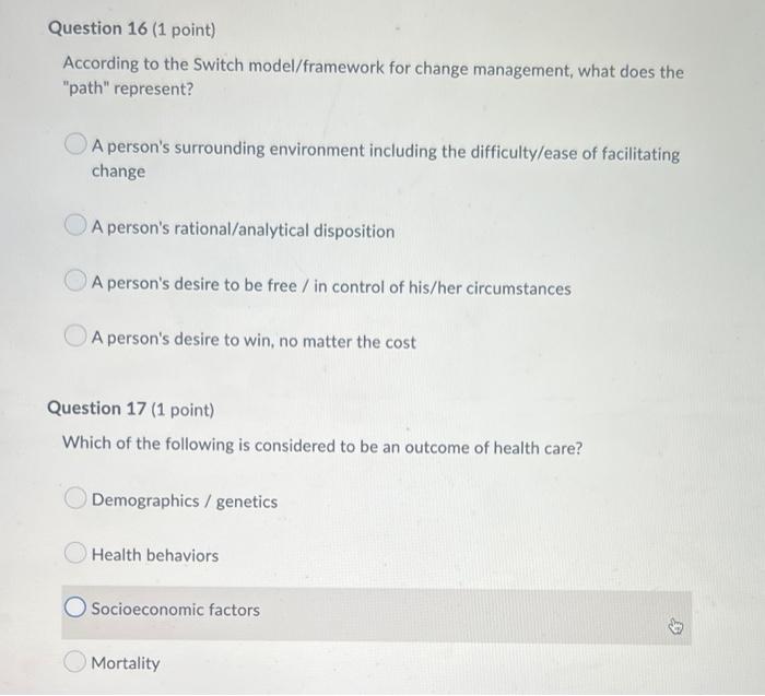 Solved Question 16 (1 point) According to the Switch | Chegg.com